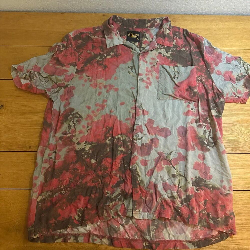 Drew house tie dye floral button up xl
